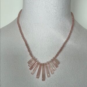 Rose Quartz Elegant Pink Beaded Fan Necklace